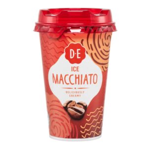 Packshot van een beker Douwe Egberts Ice Macchiato